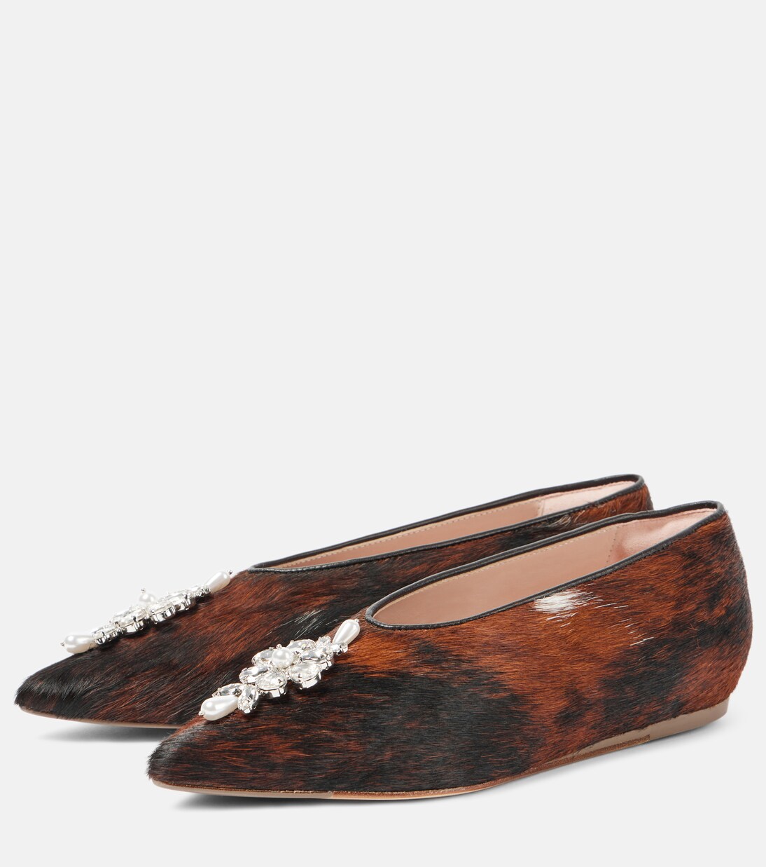 Embellished calf hair ballet flats | Simone Rocha