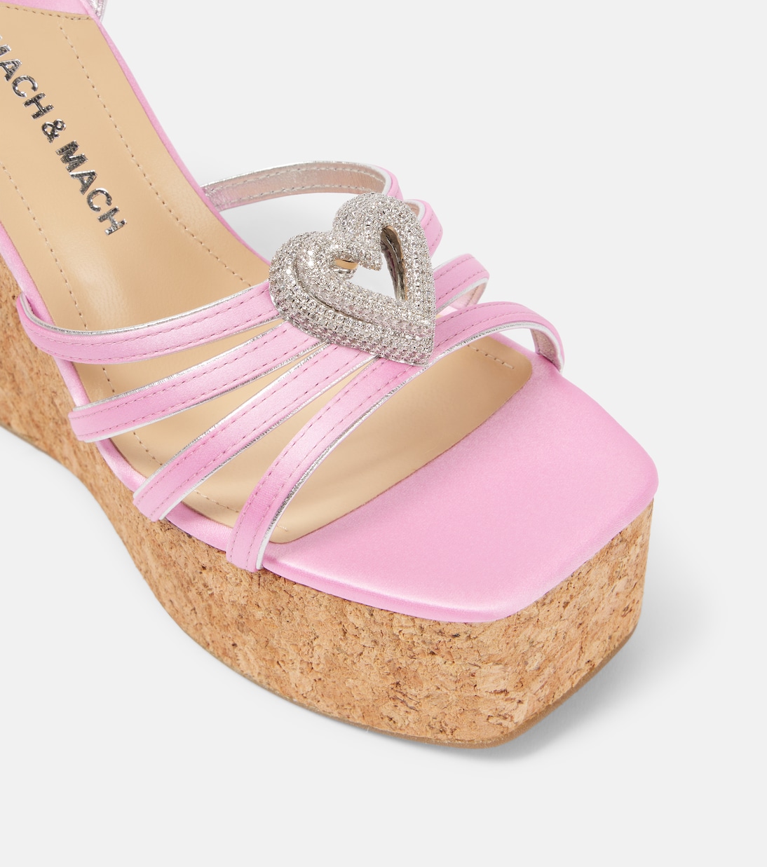 Wedge-Sandalen Double Heart aus Satin | Mach & Mach