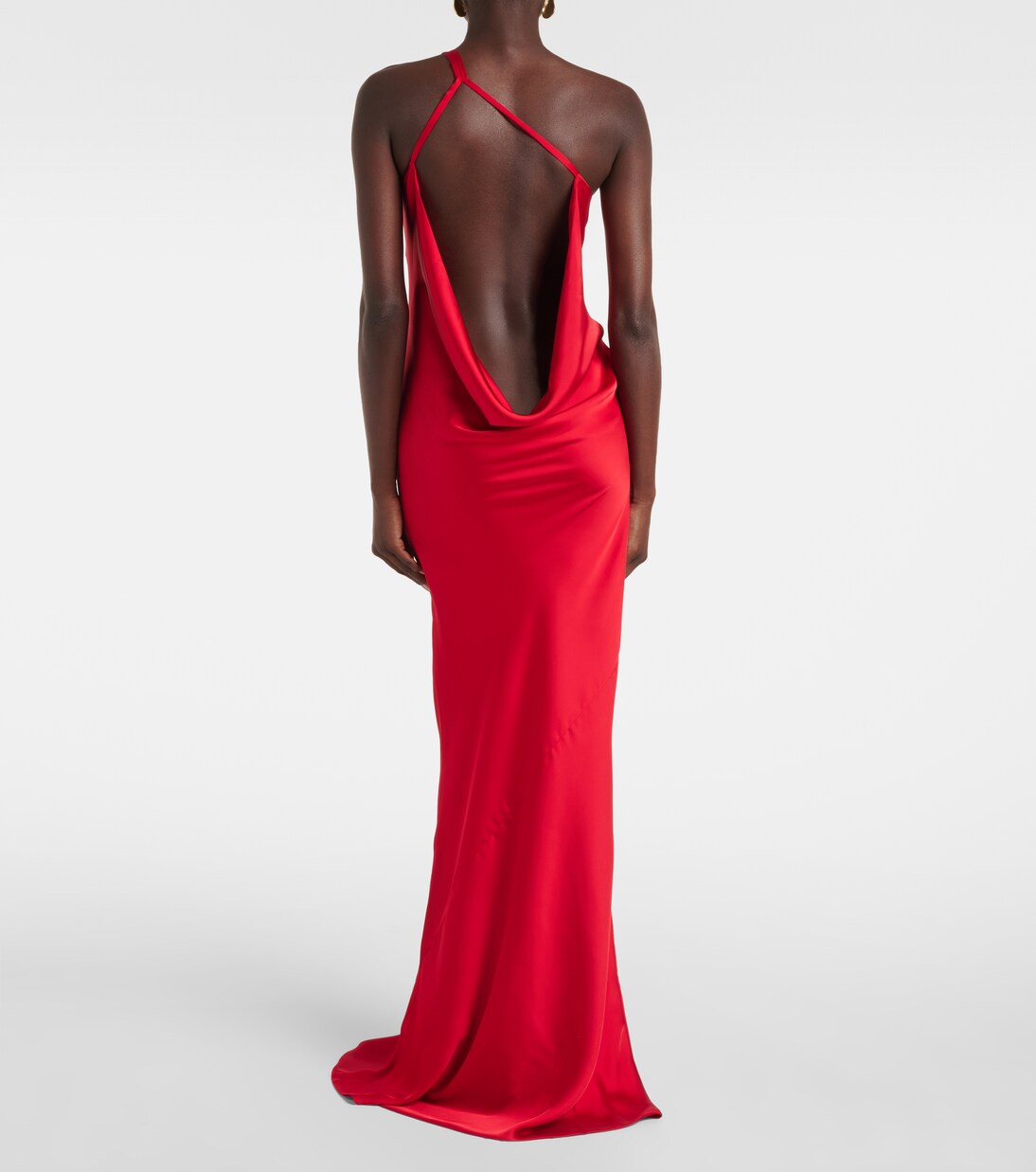 Robe longue asymétrique en satin | Norma Kamali