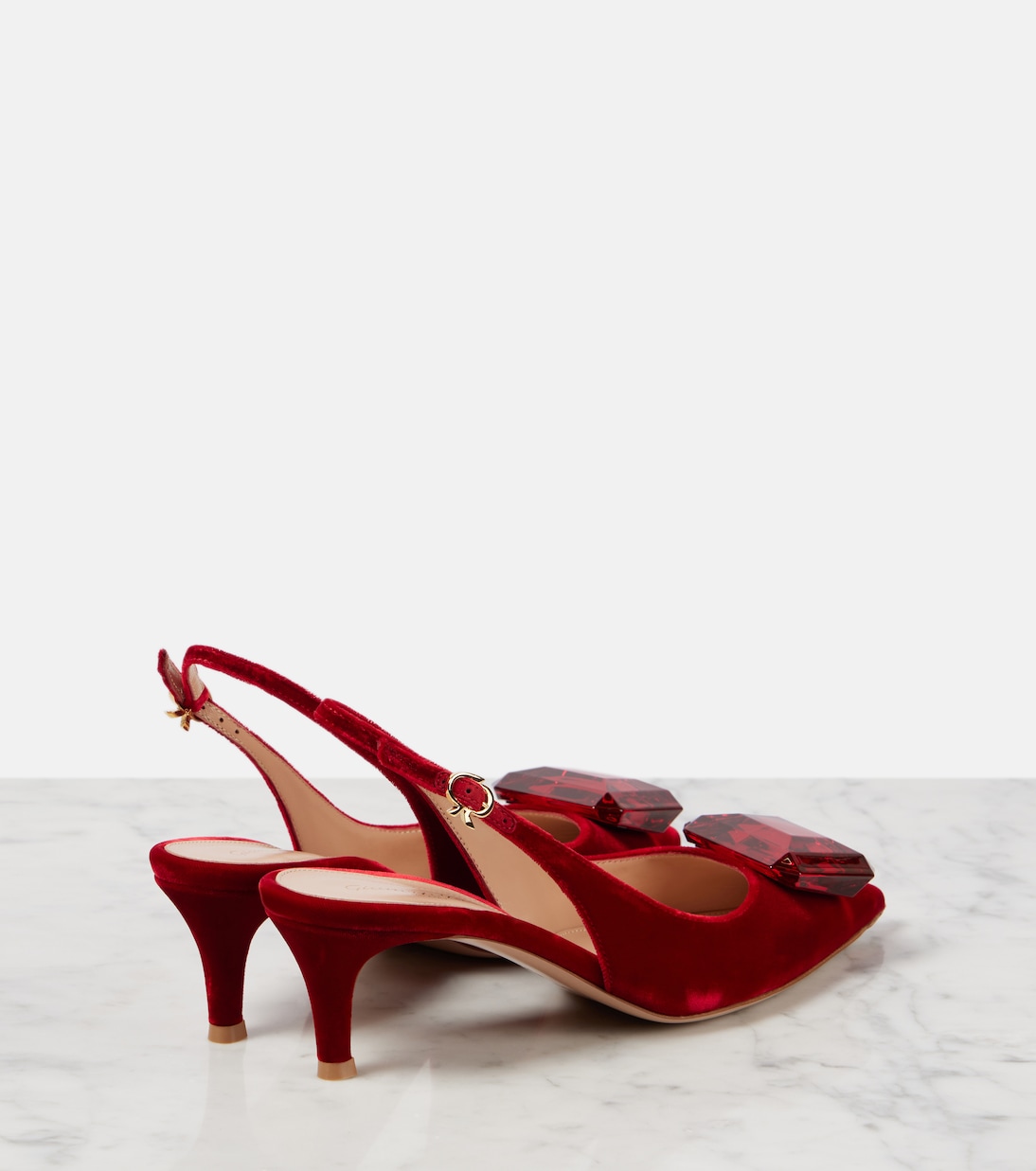 Jaipur 55 velvet slingback pumps | Gianvito Rossi