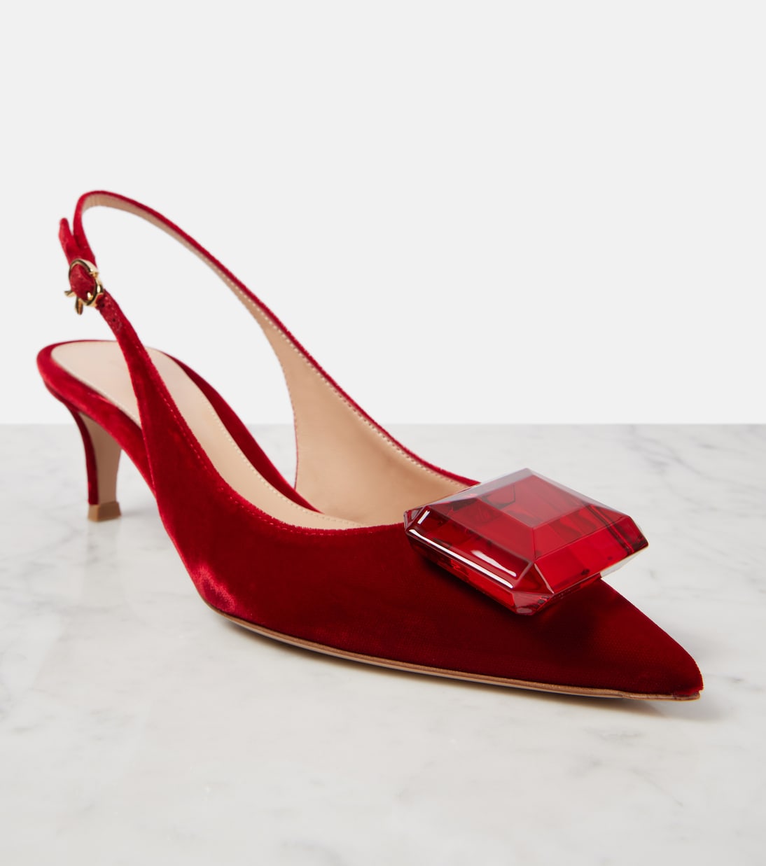 Jaipur 55 velvet slingback pumps | Gianvito Rossi