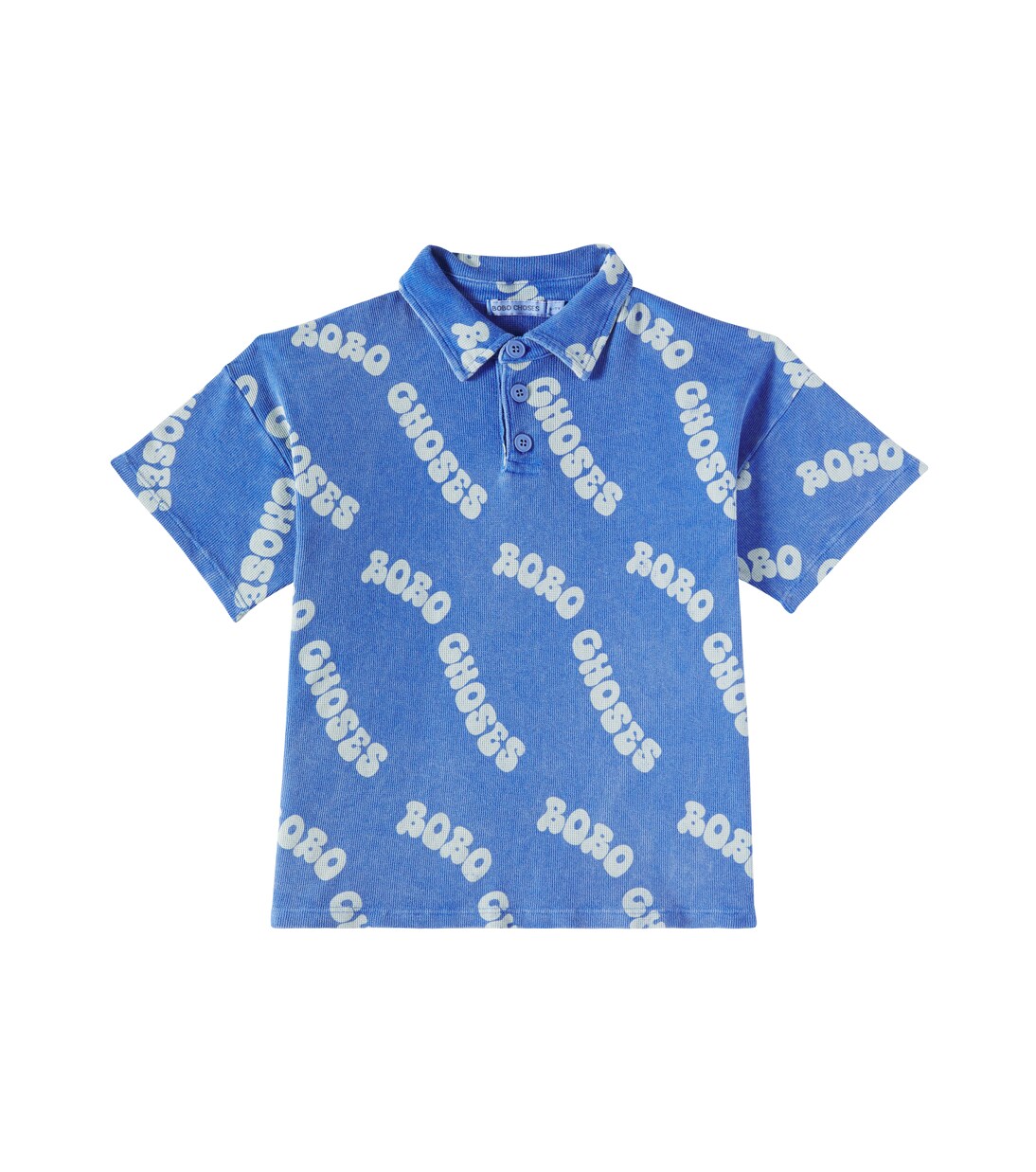 Printed waffle-knit cotton polo shirt | Bobo Choses