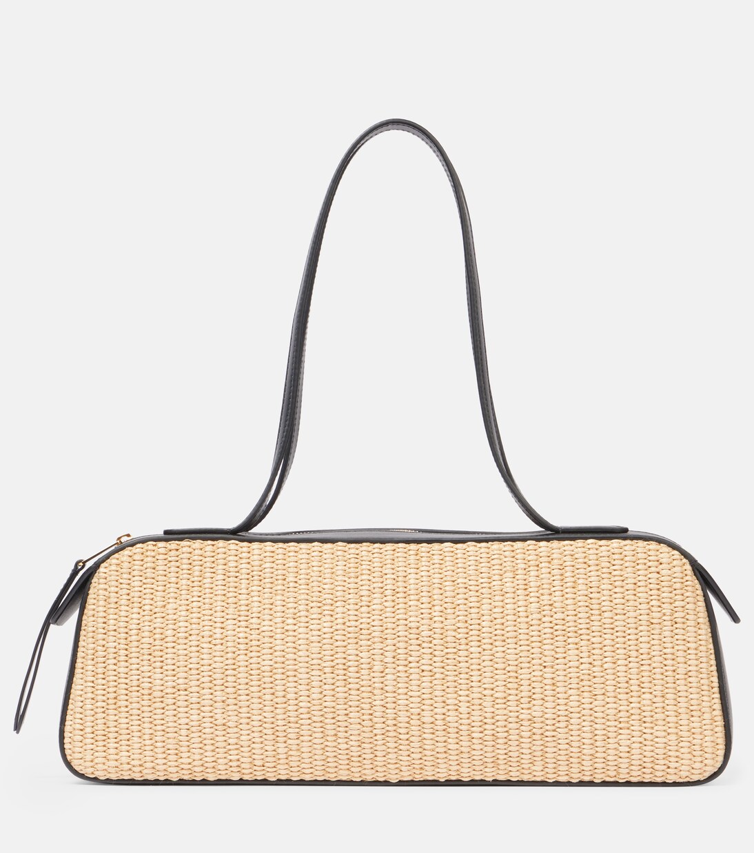 Simona leather-trimmed raffia shoulder bag | Khaite