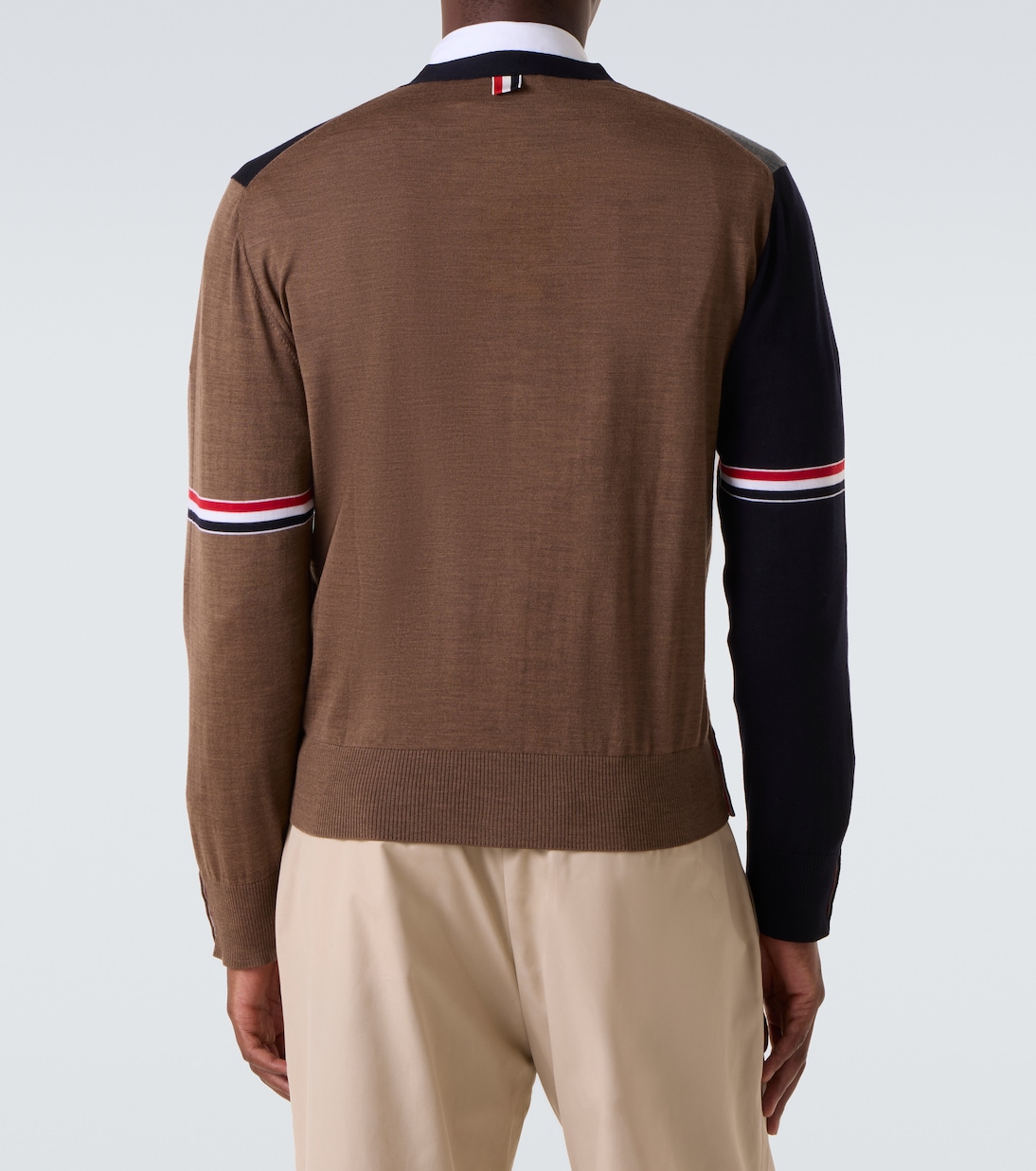 Colorblocked virgin wool cardigan | Thom Browne