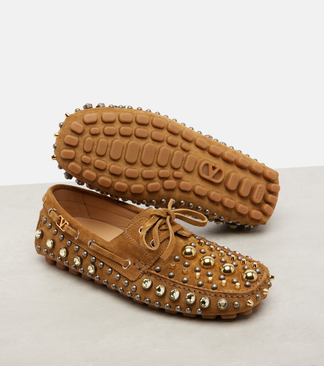 Fastaway embellished suede driving shoes | Valentino Garavani