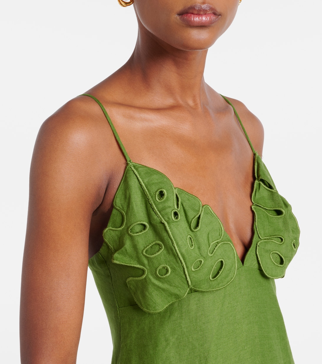 Besticktes Midikleid aus Leinen | Farm Rio