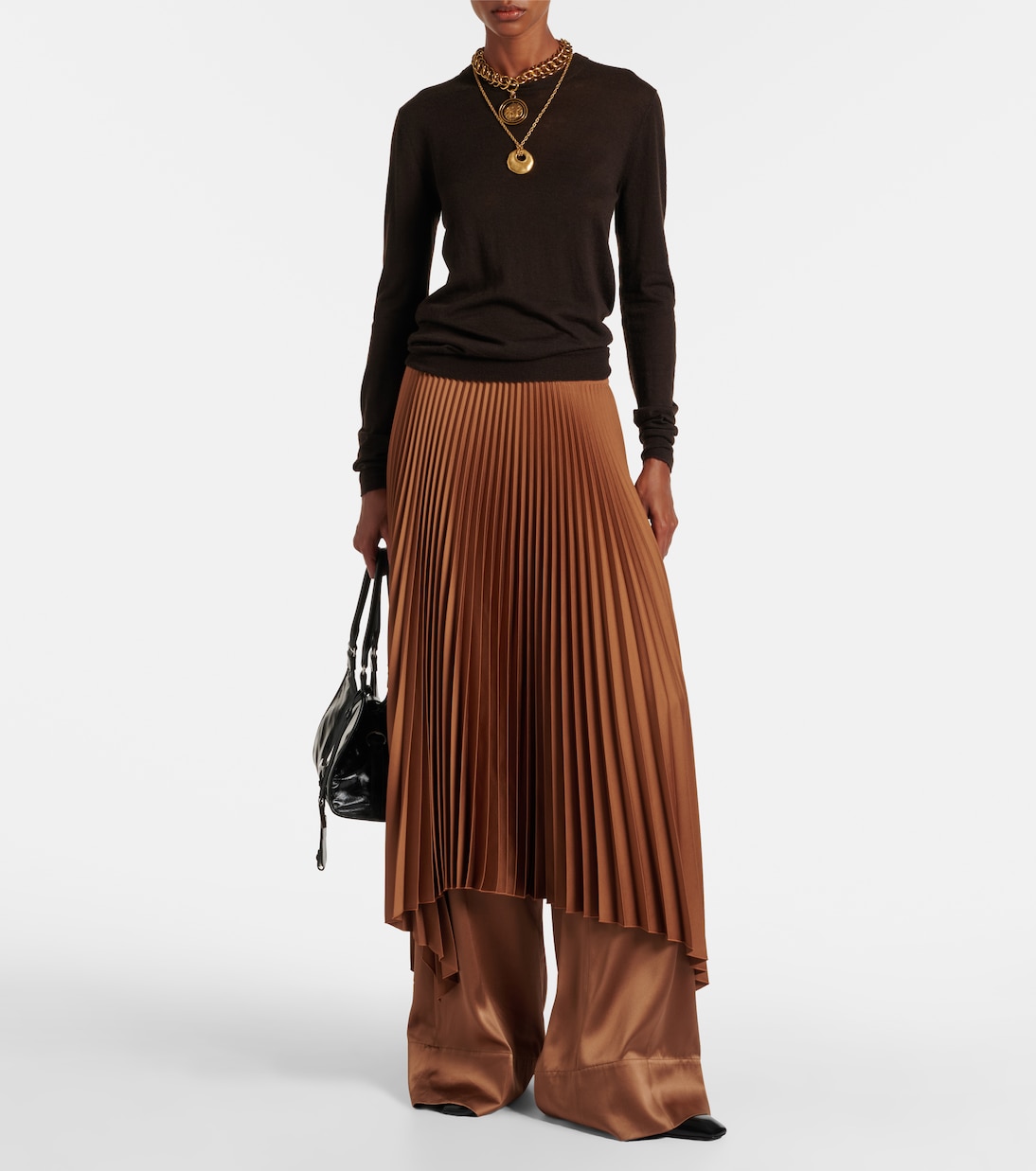 Ade plissé asymmetric crêpe midi skirt | Joseph
