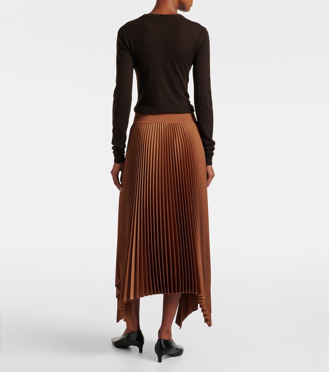 Ade plissé asymmetric crêpe midi skirt | Joseph