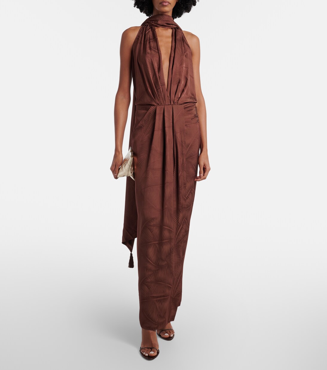 Halterneck jacquard maxi dress | Johanna Ortiz
