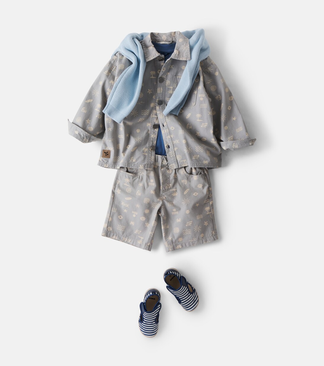 August printed cotton canvas shorts | Wheat