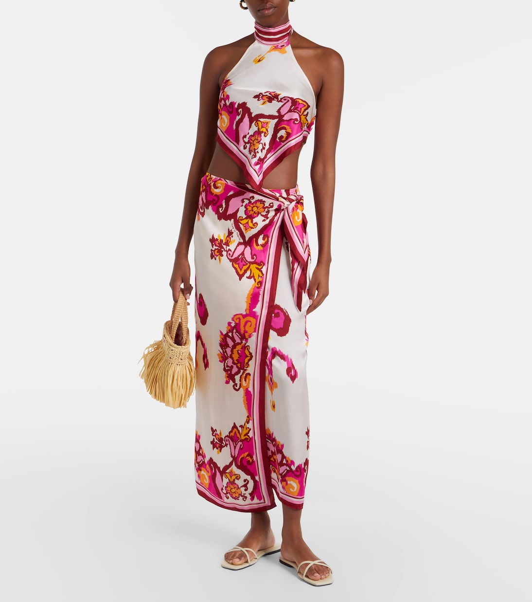 Top Giulia floral con cuello halter | Poupette St Barth