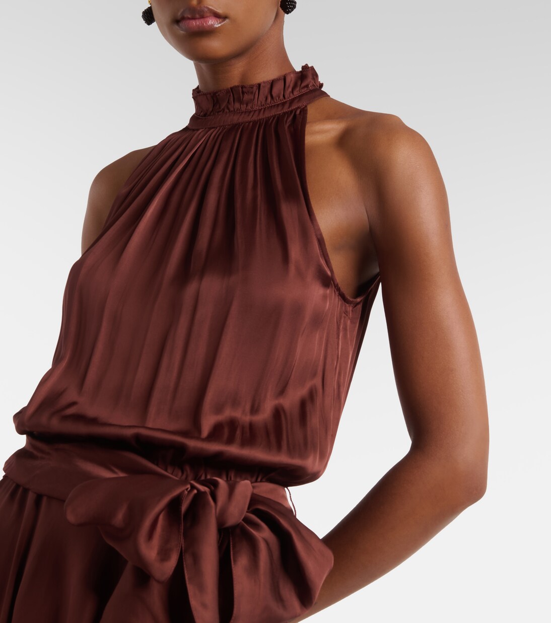 Nina halterneck satin maxi dress | Poupette St Barth