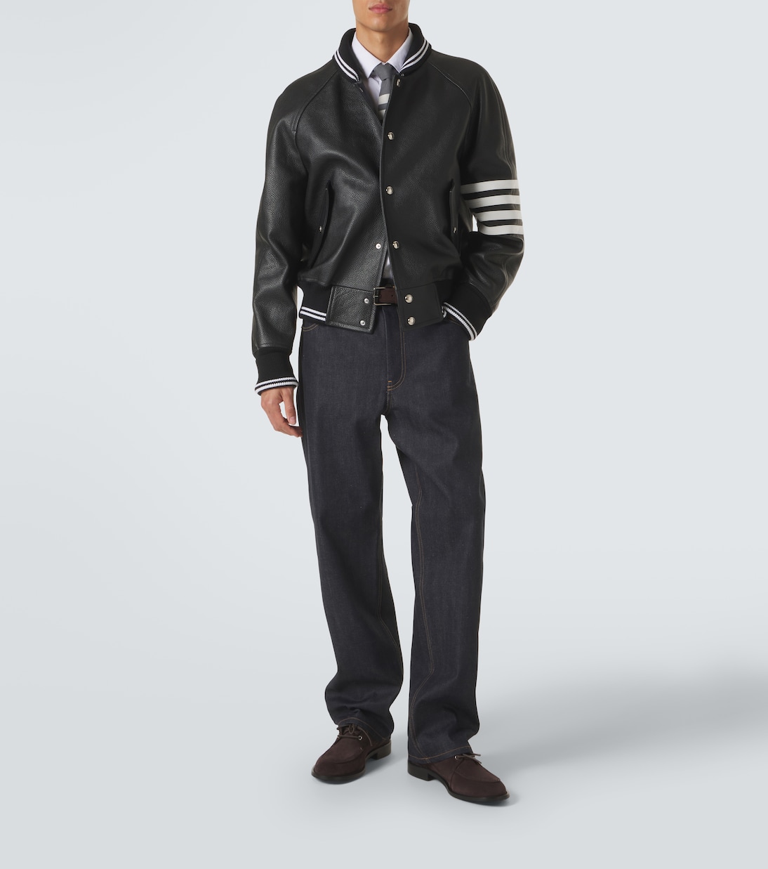 4-Bar leather bomber jacket | Thom Browne
