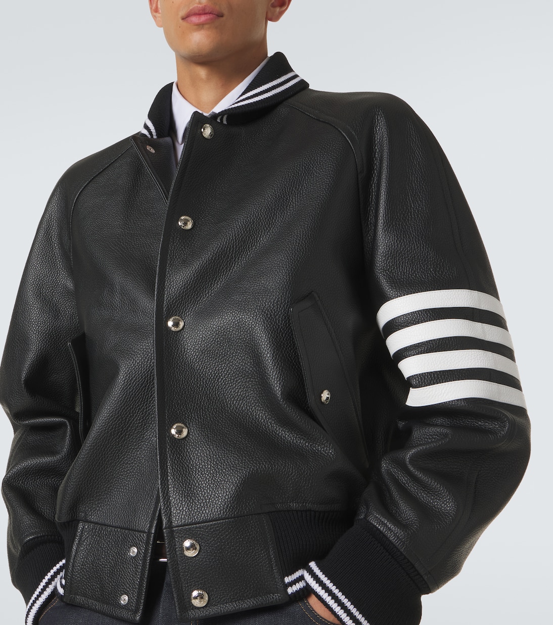 4-Bar leather bomber jacket | Thom Browne
