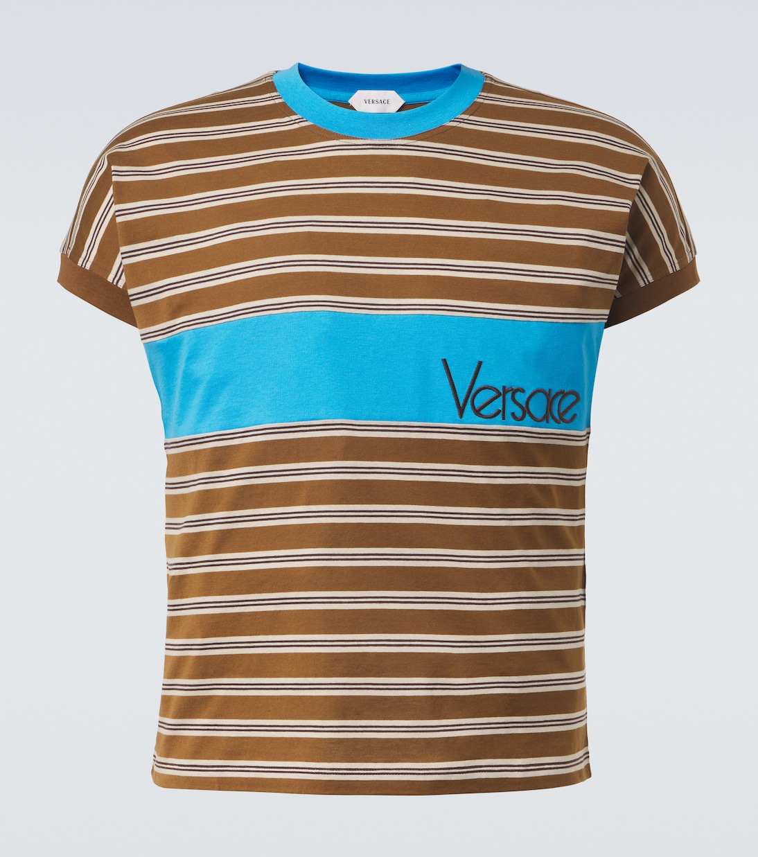Logo striped cotton T-shirt | Versace