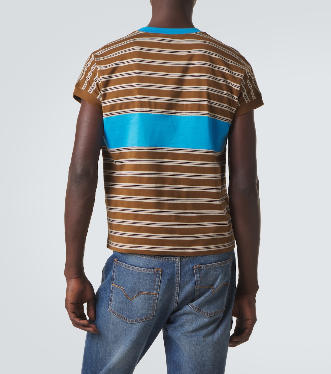 Logo striped cotton T-shirt | Versace