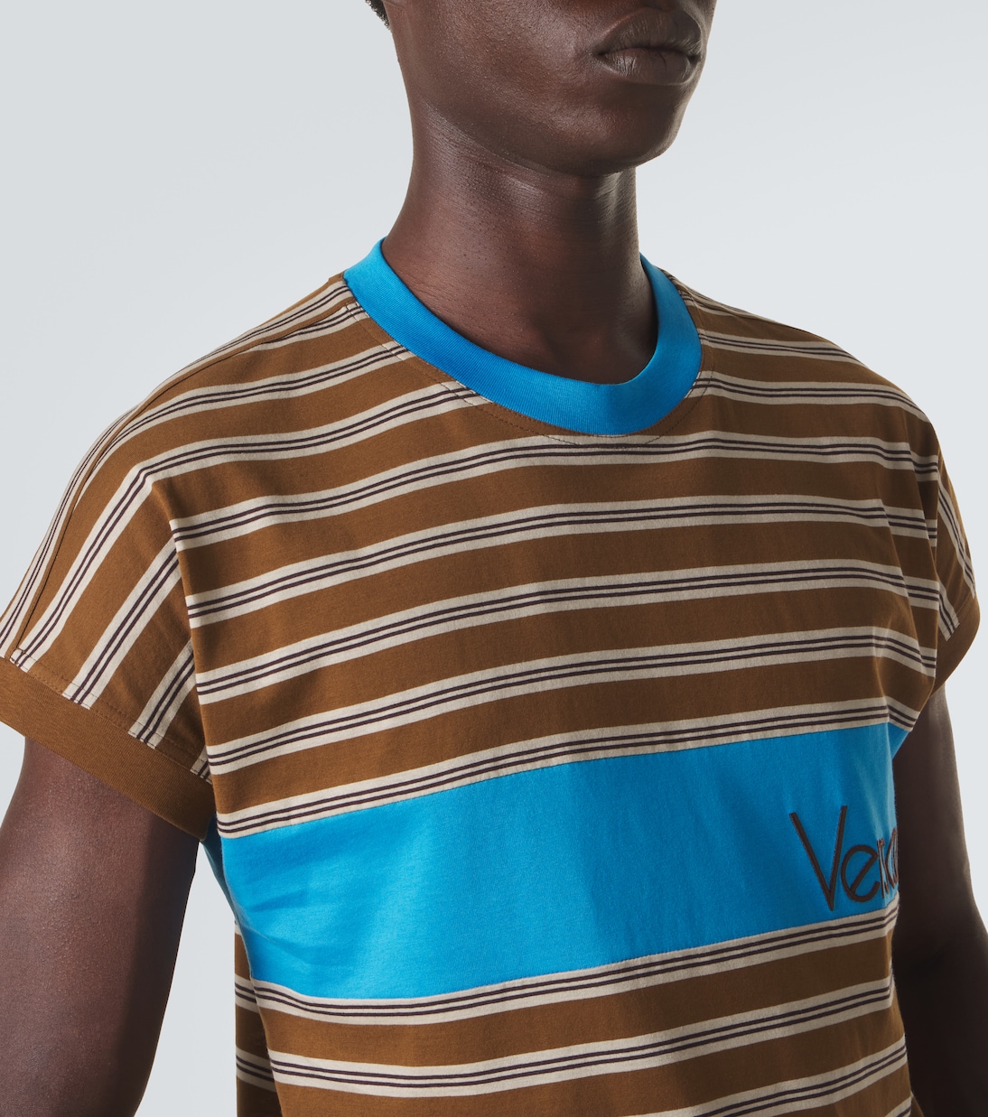 Logo striped cotton T-shirt | Versace
