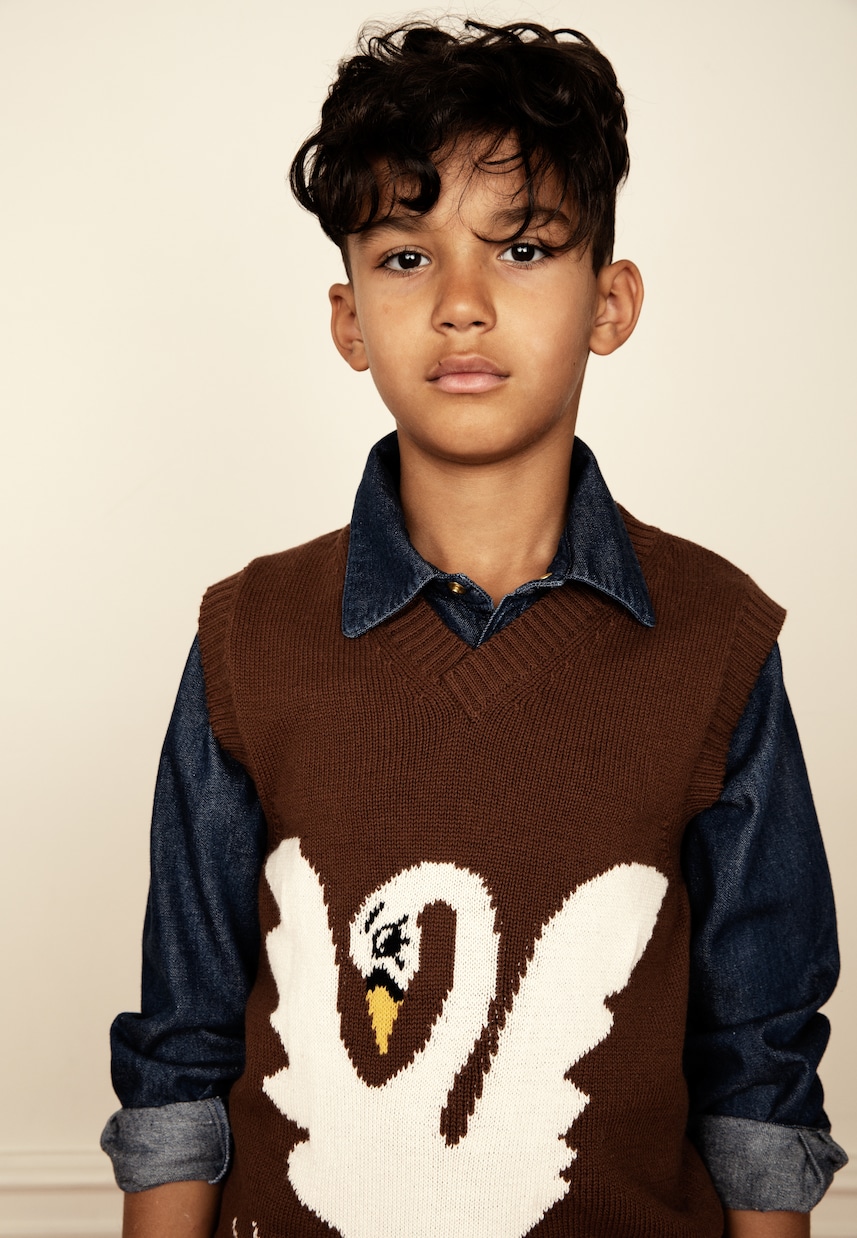 Intarsia wool vest | Mini Rodini