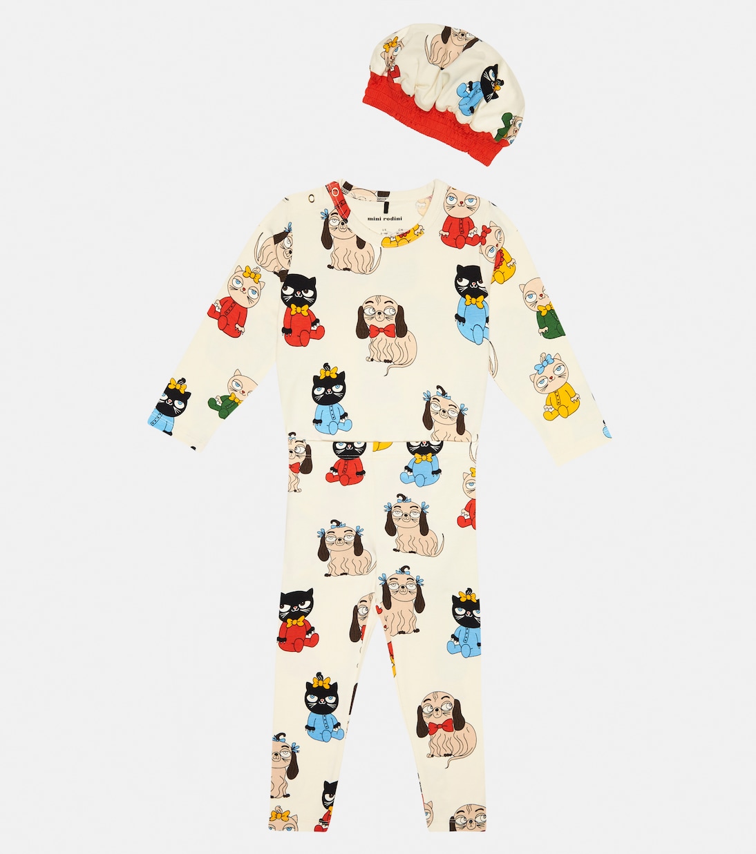 Baby set of bodysuit, pants and beanie | Mini Rodini