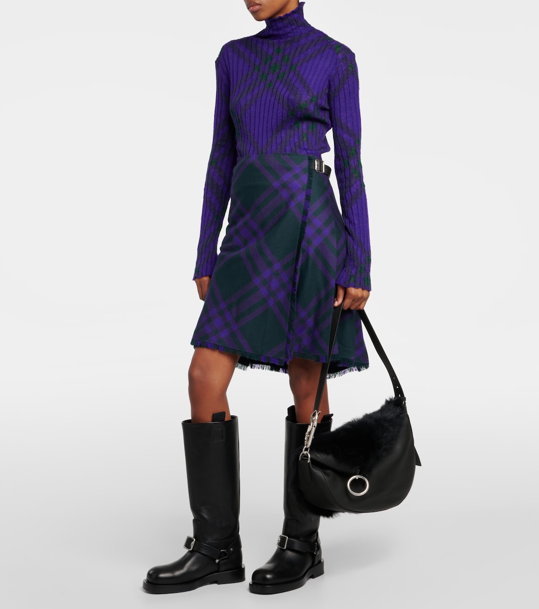 Knight Medium leather and shearling shoulder bag | Burberry