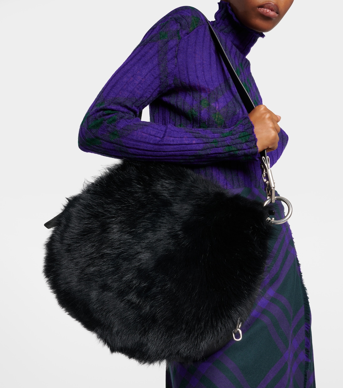 Knight Medium leather and shearling shoulder bag | Burberry