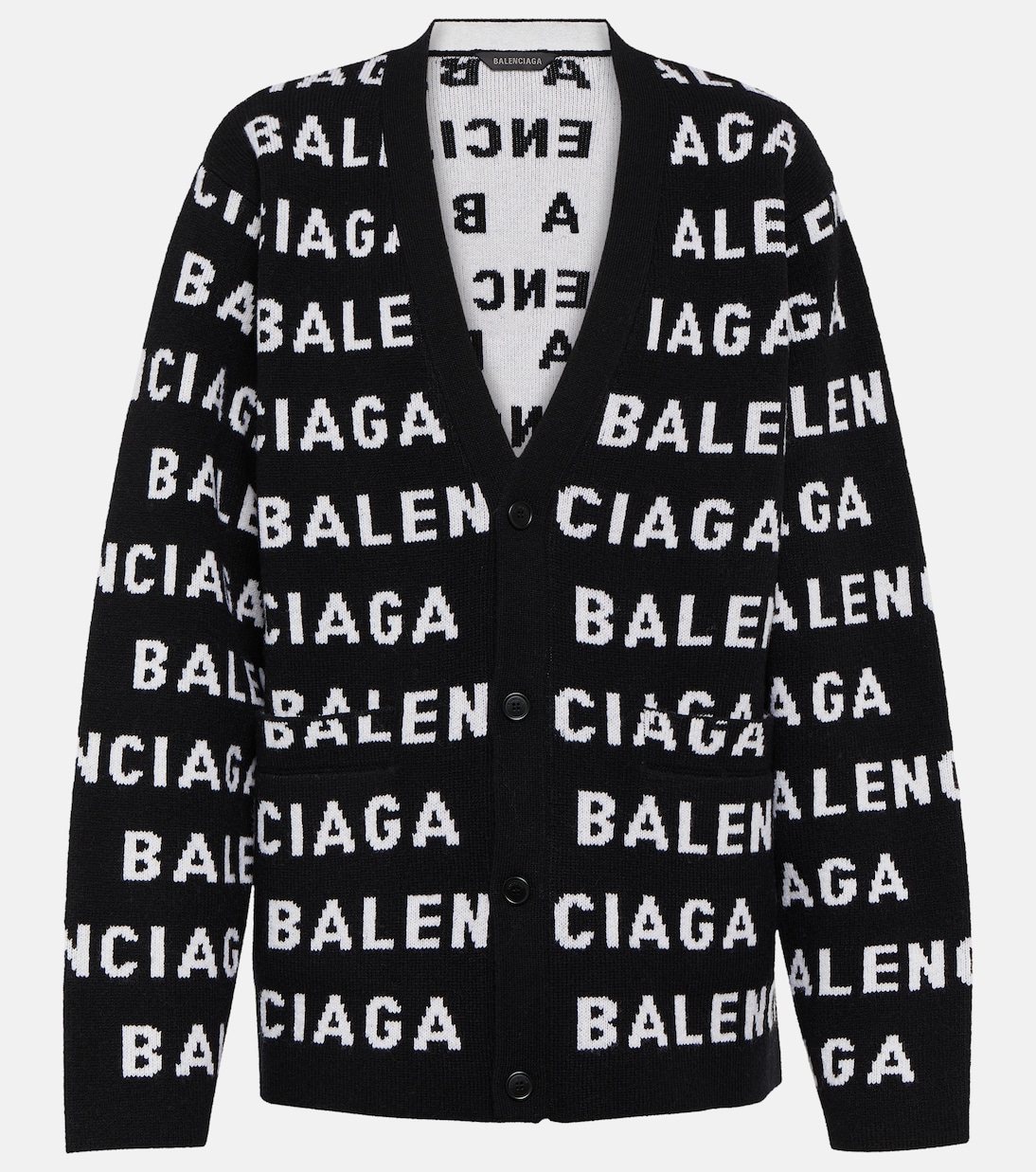 Logo jacquard wool-blend cardigan | Balenciaga