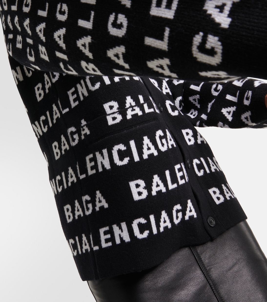 Logo jacquard wool-blend cardigan | Balenciaga