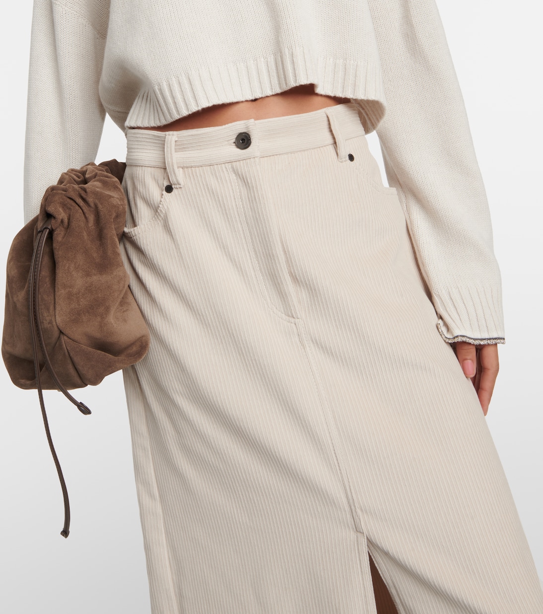 Cotton corduroy maxi skirt | Brunello Cucinelli
