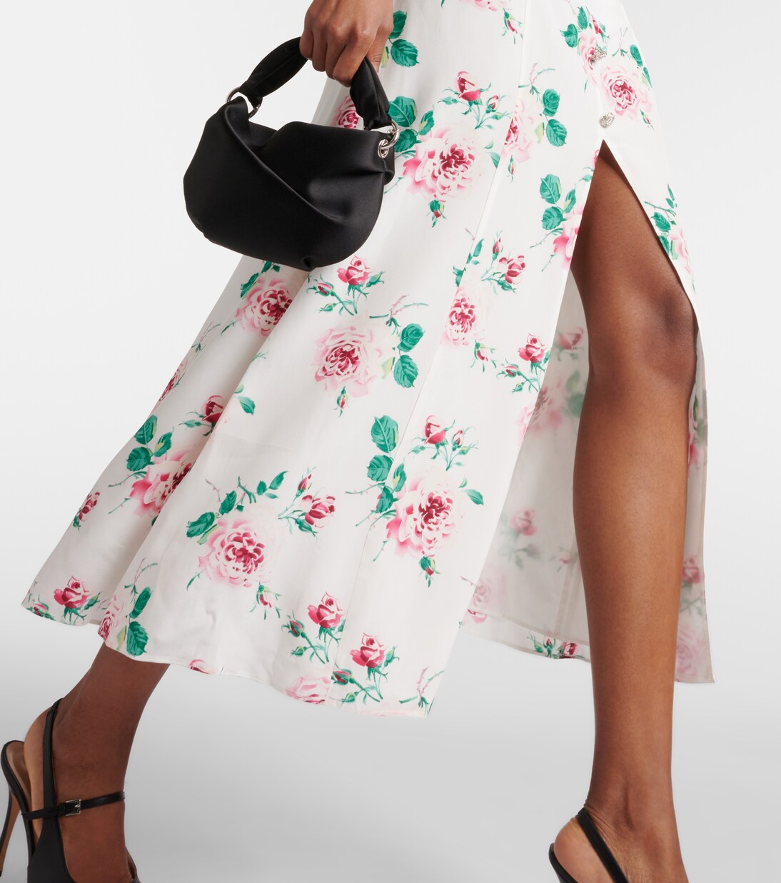 Robe midi en soie à fleurs | Alessandra Rich