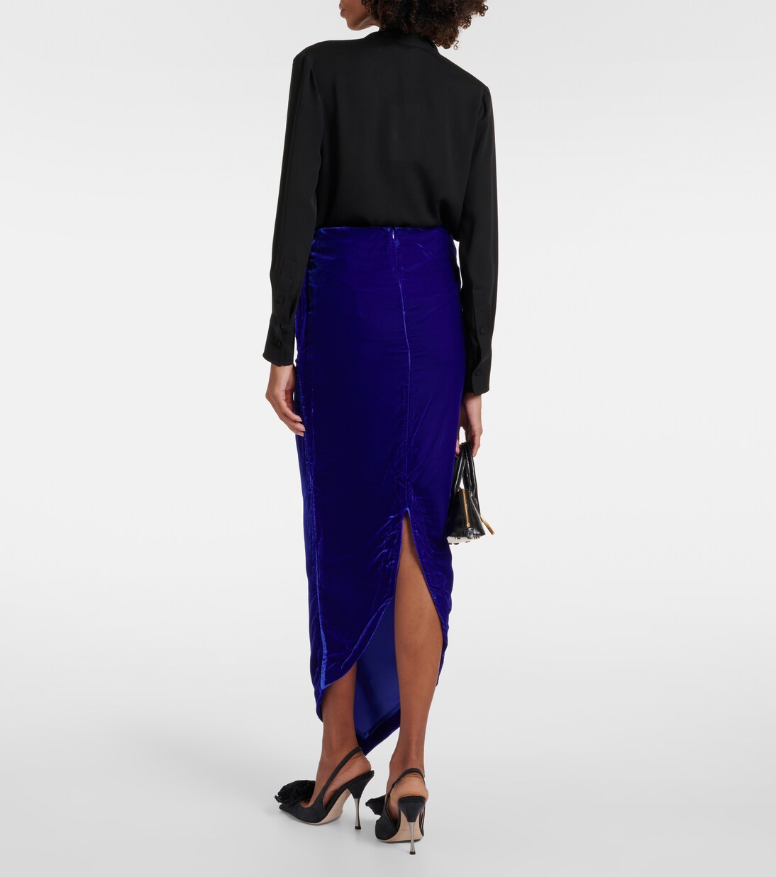 Floral-appliqué velvet maxi skirt | Didu