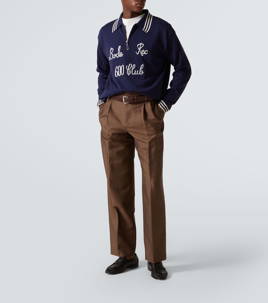 Club embroidered cotton polo sweater | Bode