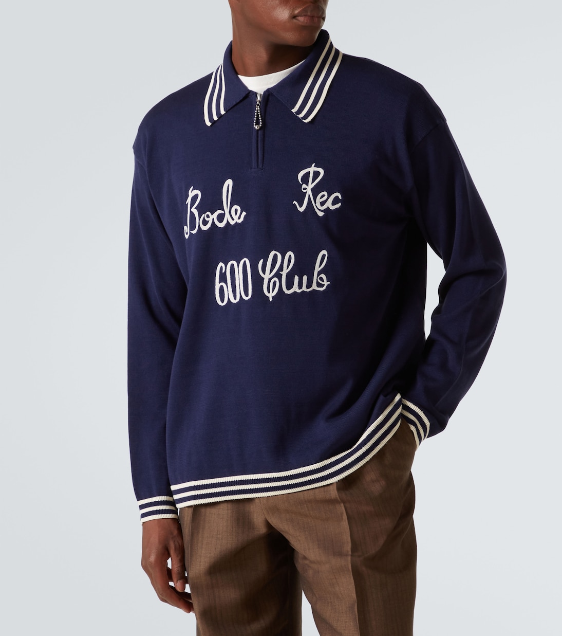 Club embroidered cotton polo sweater | Bode