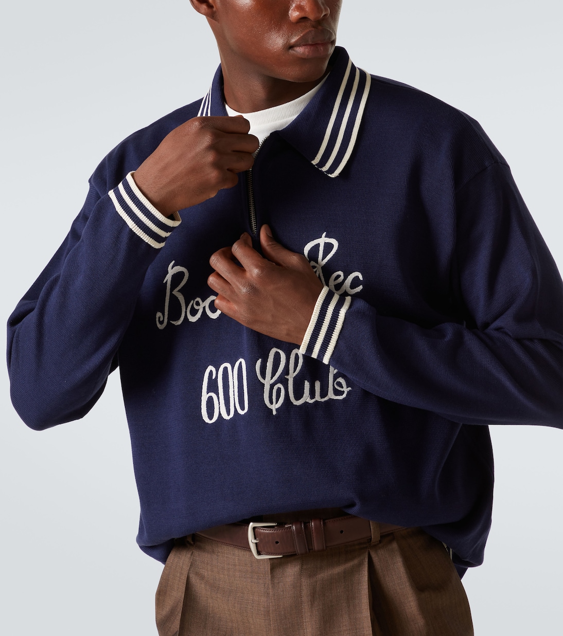 Club embroidered cotton polo sweater | Bode