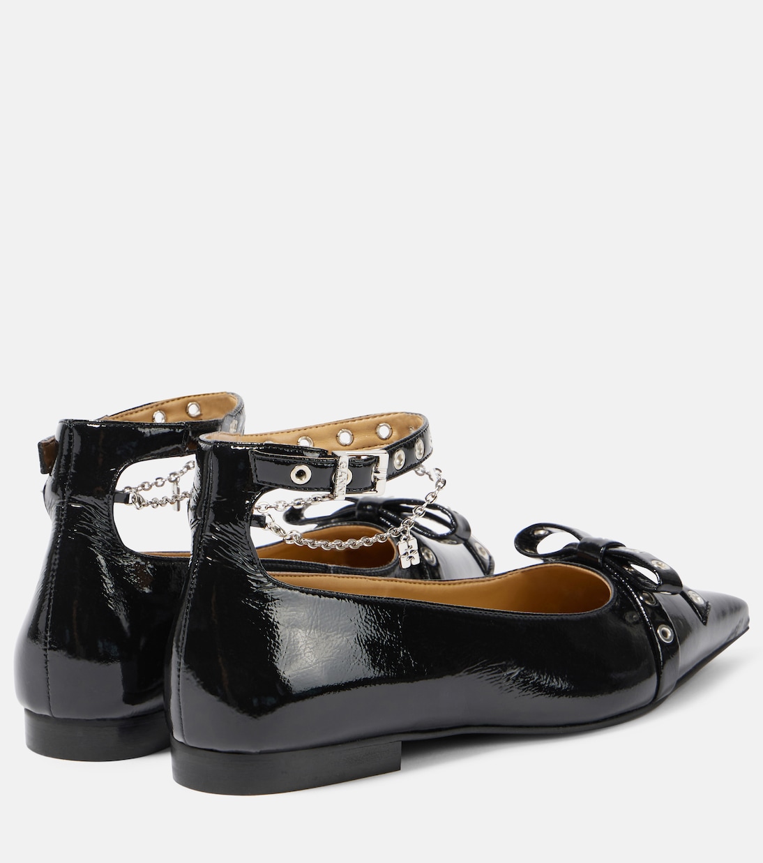 Eyelets Jewel faux leather ballet flats | Ganni