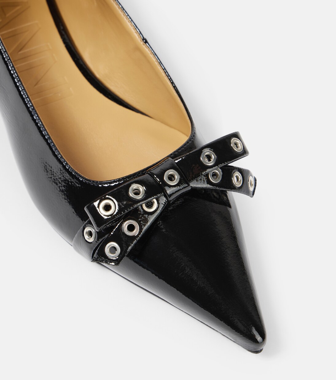 Eyelets Jewel faux leather ballet flats | Ganni