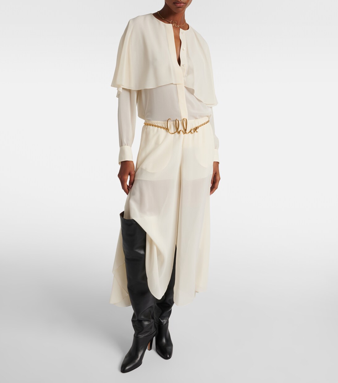 Caped silk chiffon blouse | Chloé