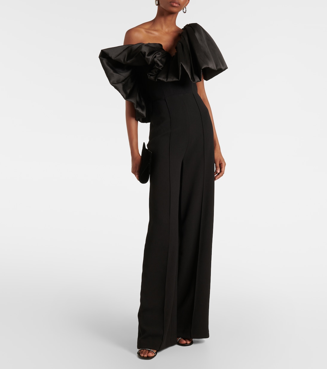 Perla ruffled satin-trimmed jumpsuit | Solace London