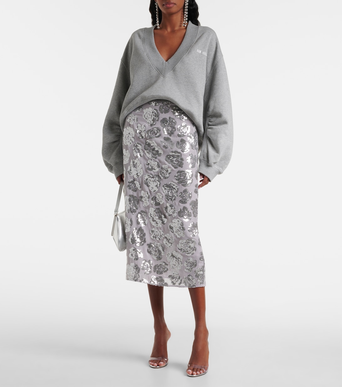 Jupe crayon à sequins et à fleurs | Rotate