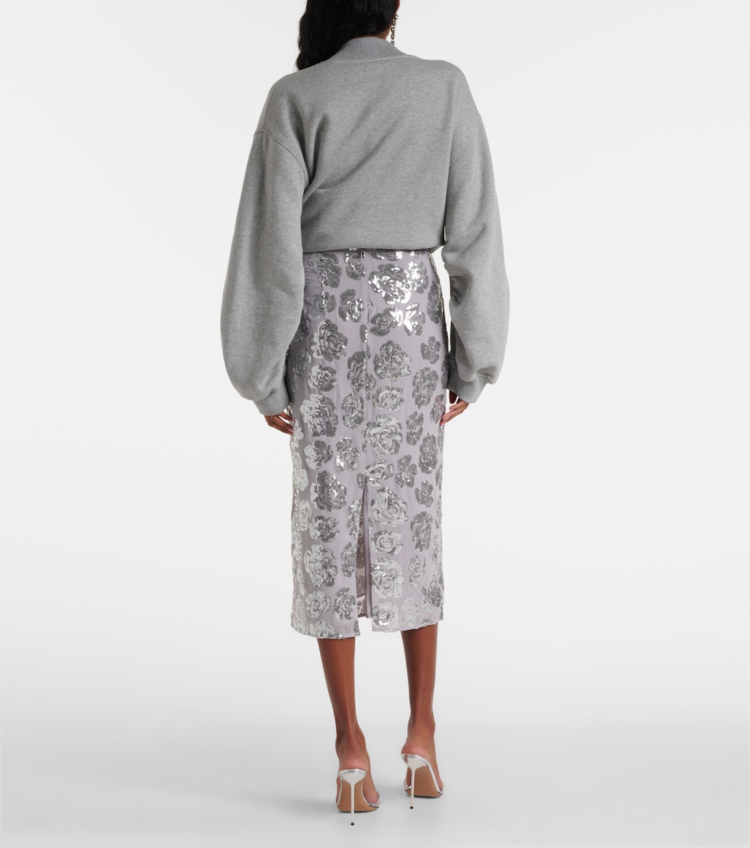 Jupe crayon à sequins et à fleurs | Rotate