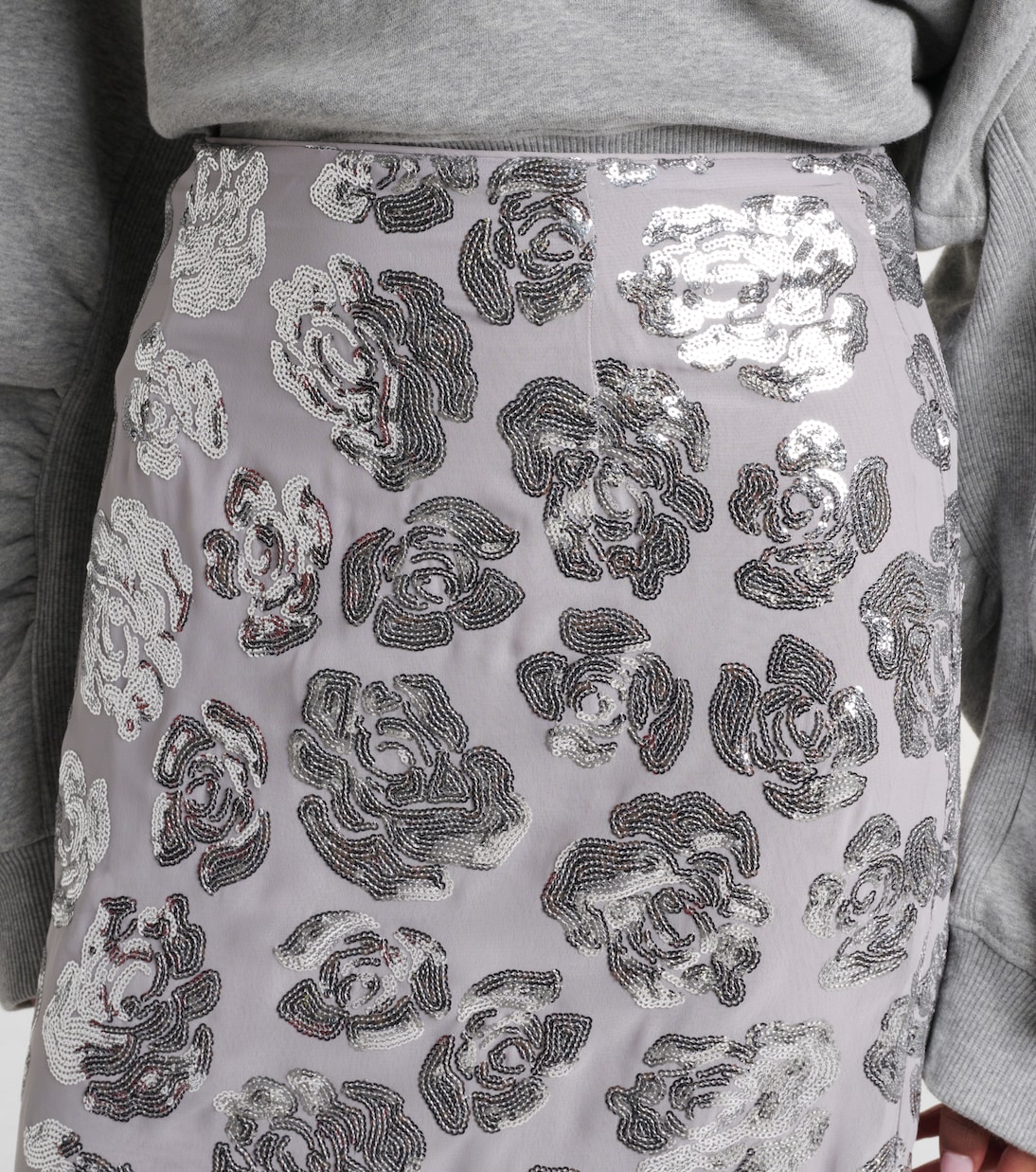 Jupe crayon à sequins et à fleurs | Rotate