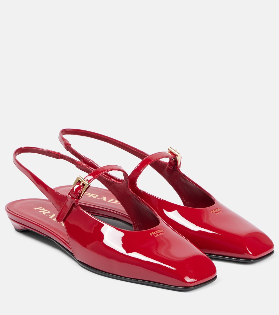 Patent leather slingback flats | Prada