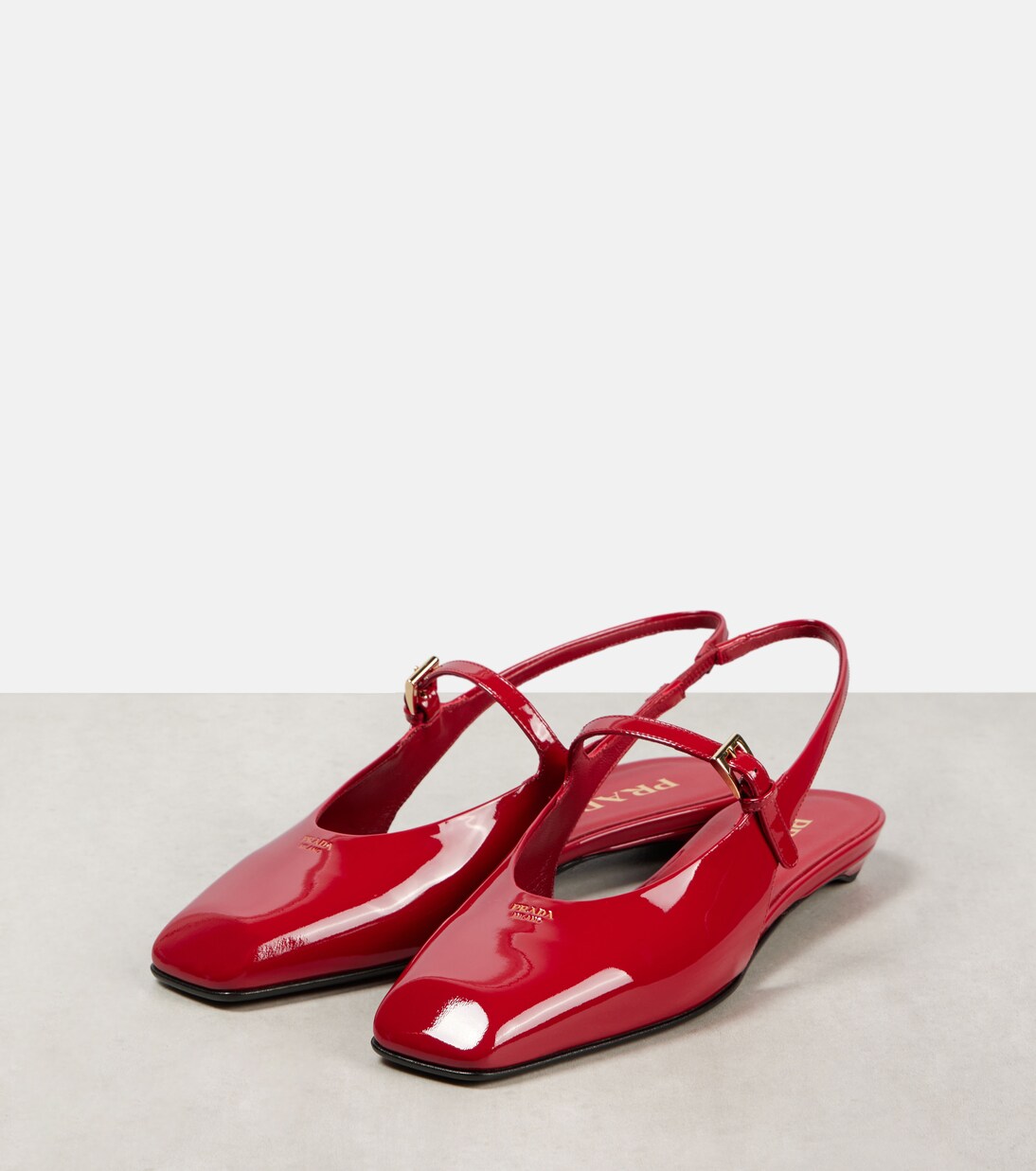 Patent leather slingback flats | Prada