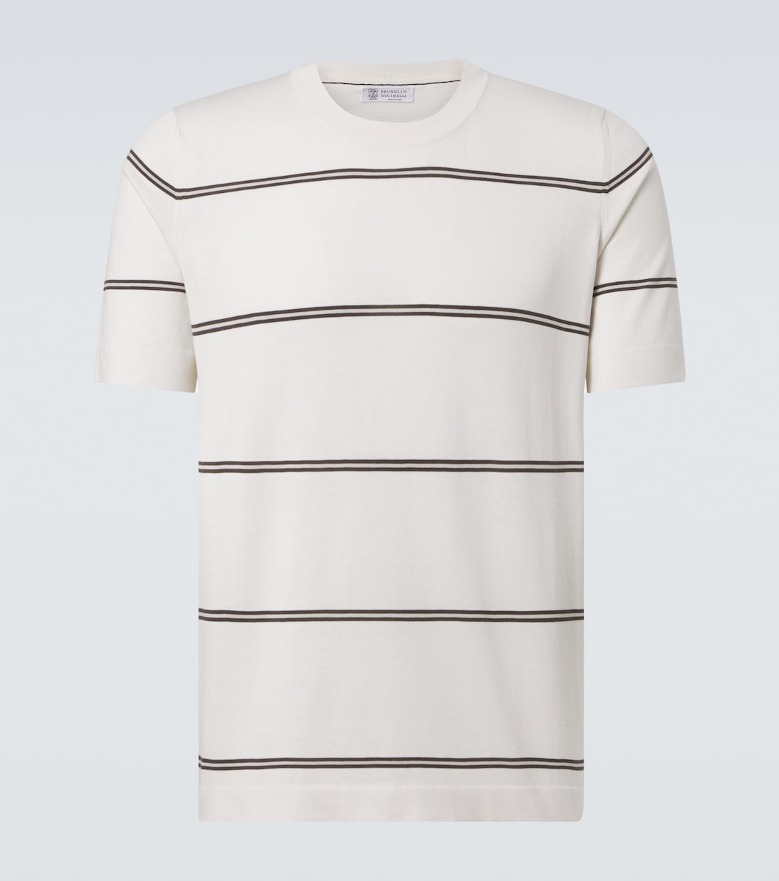 T-shirt in cotone a righe | Brunello Cucinelli