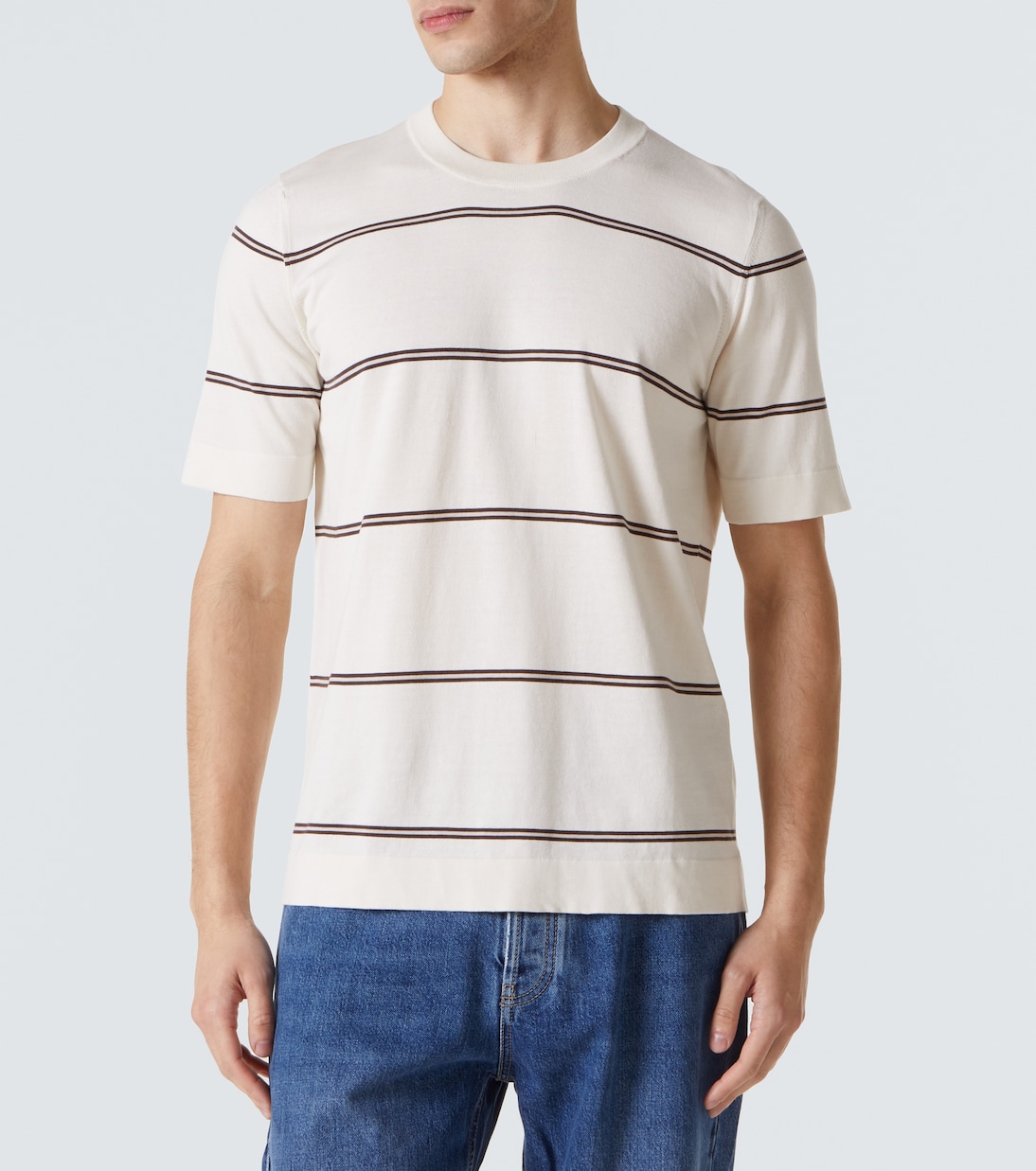 T-shirt in cotone a righe | Brunello Cucinelli