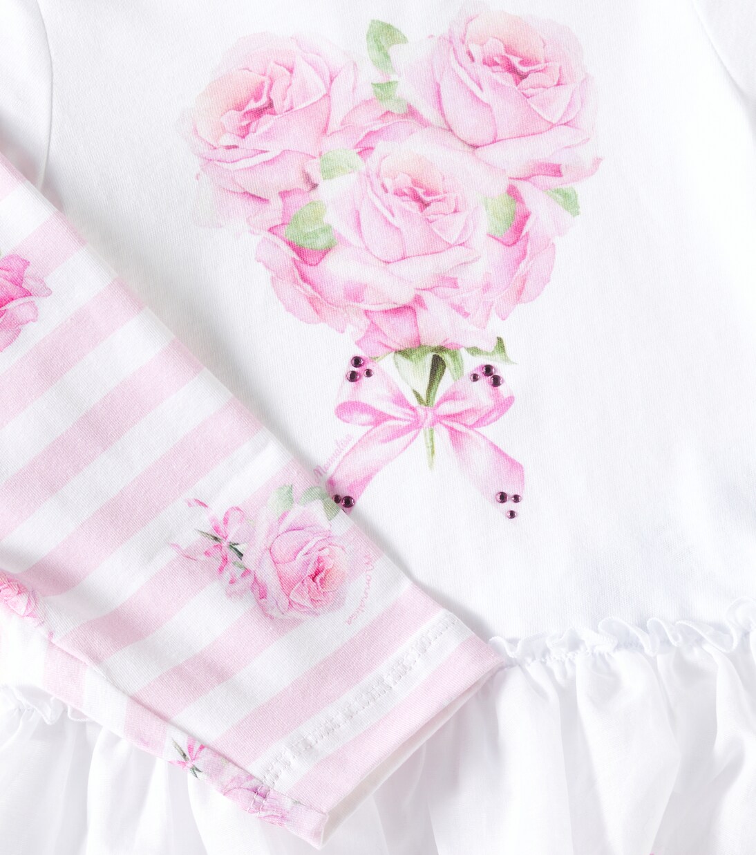 Baby floral striped cotton-blend top and leggings set | Monnalisa
