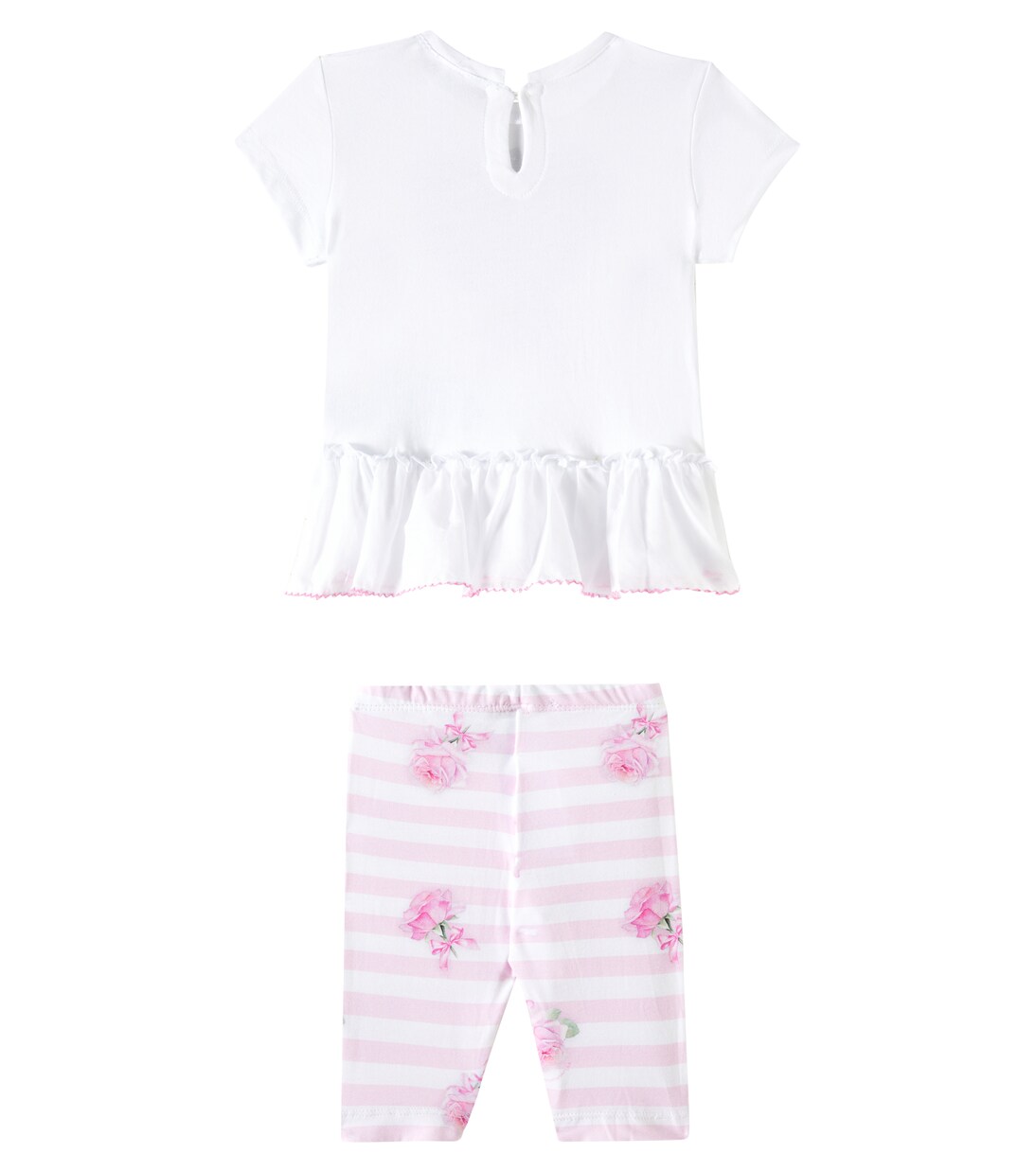 Baby floral striped cotton-blend top and leggings set | Monnalisa