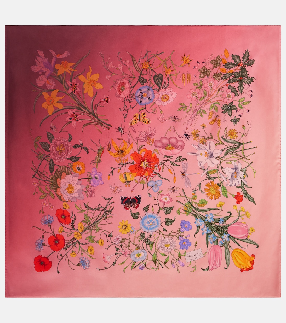 Floral silk twill scarf | Gucci