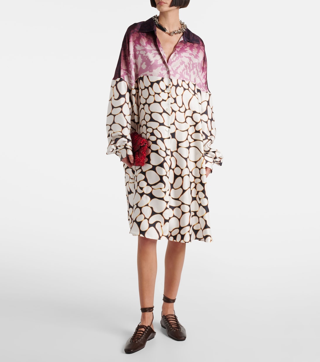 Robe chemise imprimée en soie | Dries Van Noten