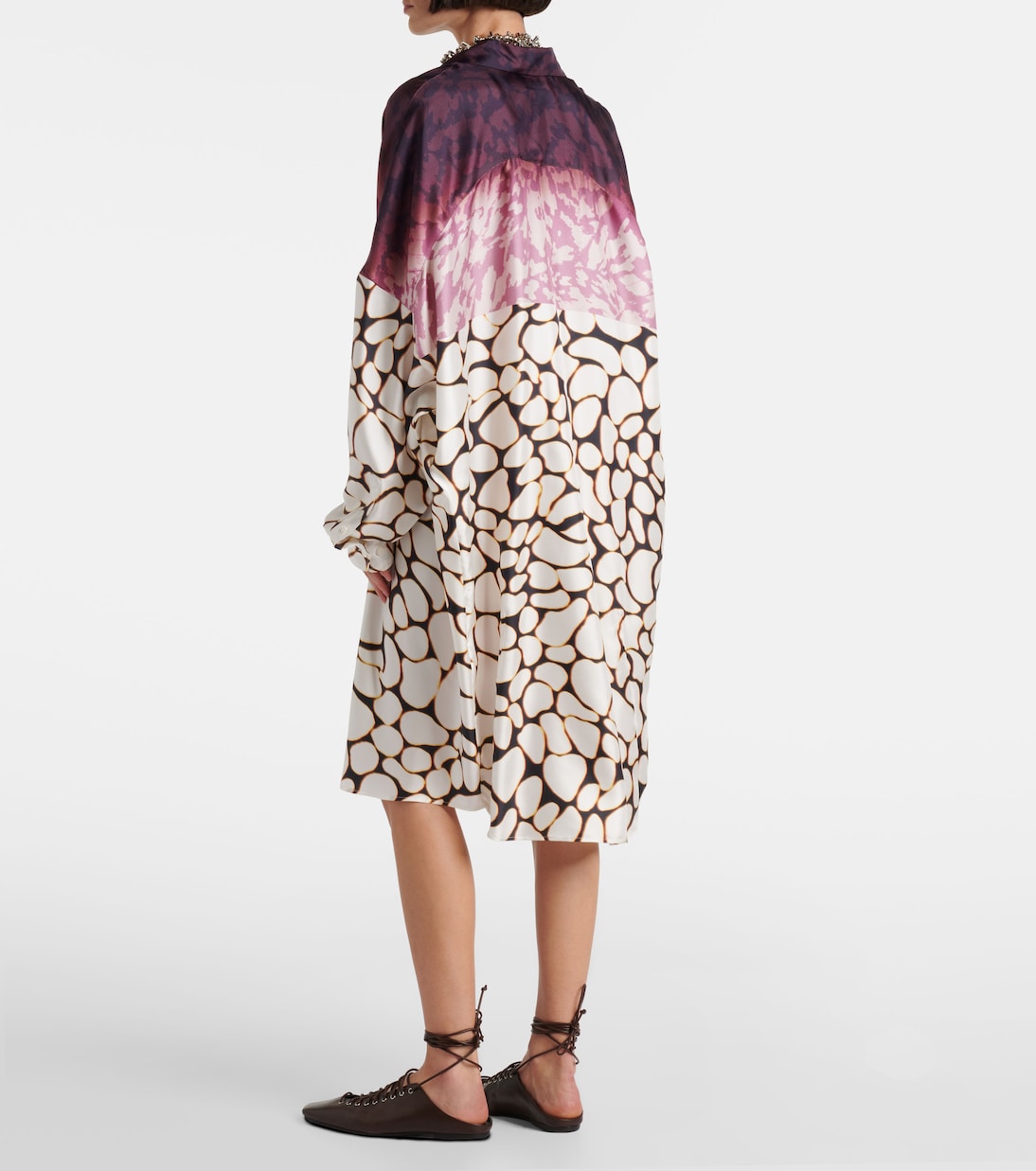 Robe chemise imprimée en soie | Dries Van Noten