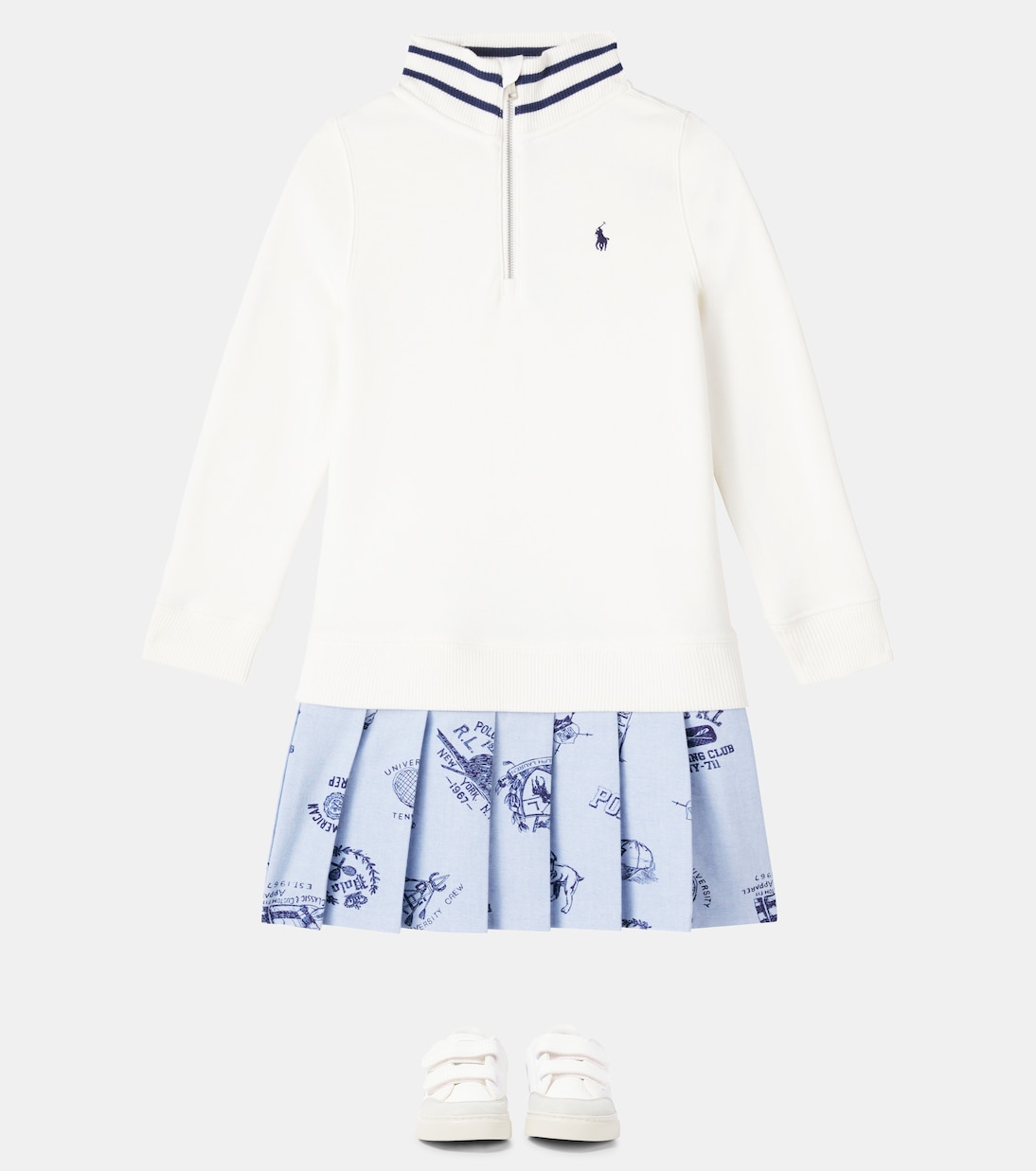 褶裥棉质混纺毛巾布Polo衫式连衣裙 | Polo Ralph Lauren Kids